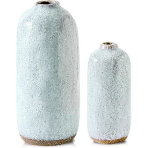 Flower Vase,Grey Blue Ceramic Vase Set of 2,Flower Vase for Home Decor,Decorative Vase for Pampas Grass, Boho Decorative Vase for Home Living Room Dining Table Farmhouse Office Decor