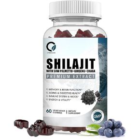 Himalayan Shilajit Gummies with 85+ Trace Minerals & Fulvic Acid for Energy, Immune, Cognitive Support High Potency Pure Natural Shilajit Supplement for Men & Women 60 Gummies (2 Packs)