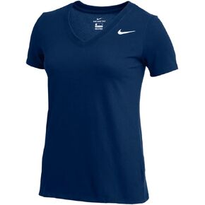 Nike Women's Dry Short Sleeve V-Neck T-Shirt (Navy, Small)