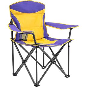 WILDROOTS Heavy Duty Folding Camping Chair,500 LBS Support with Cup Holder and Side Pocket,Padded Back Rest with Carry Bag Included,Camping,Hiking,Fishing Collapsible Chairs
