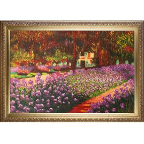 حديقة الفنان La Pastiche في جيفرني من تصميم كلود مونيه مع لوحة فنية جدارية زيتية بإطار ذهبي فيكتوري، 44 بوصة × 32 بوصة in Kuwait