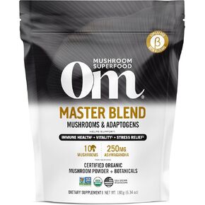 Om Mushroom Superfood - Relax Gummies - Stress Relief Support with Reishi & Ashwaganda Extract - Blueberry Gummy Supplements, 28 Servings