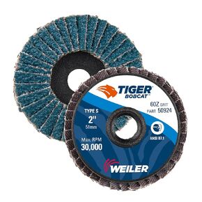 Weiler 50957 2" Bobcat Mini Abrasive Flap Disc, Flat (TY27), Type R Mount, 40Z (Pack of 10)