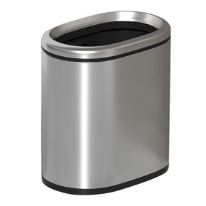 Small Metal Oval 9L/2.4Gallon Trash Can,Oval Narrow Waste Basket,Champagne Gold Garbagecan DustBin for Bathroom, Bedroom, Kitchen, Office, Waste, Refuse Recycling (Gloden)