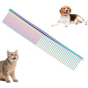 Pet Comb for Dogs and Cats, 2 in 1 Pet Hair Remover Comb with Metal and Rubber Teeth, Suitable for Long and Short Hair Animals