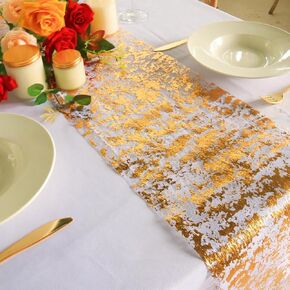 Bloss Black Gold Table Runners, Gold Table Runner, Black Table Runner for Party, Thin Mesh Long Table Runner for Christmas Thanksgiving Anniversary, Wedding Bridal Shower