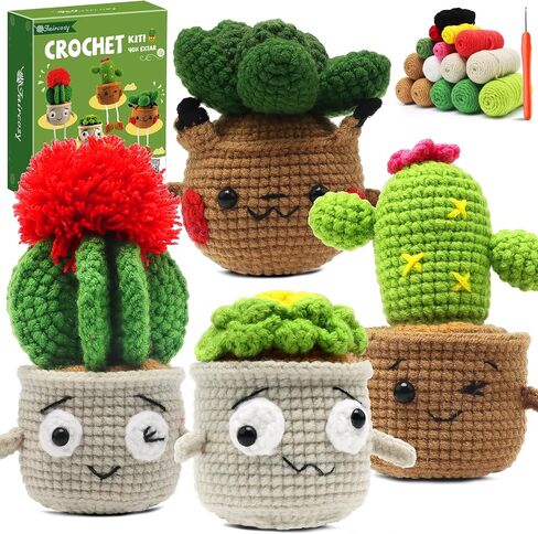 Faircosy Crochet Kit for Beginners Crocheting: Crochet Animal Kits for Kids & Adults - Learn to Knitting Cat Amigurumi Starter Kit with Detailed Tutorial Video and Instructions (White-Grey in Saudi Arabia