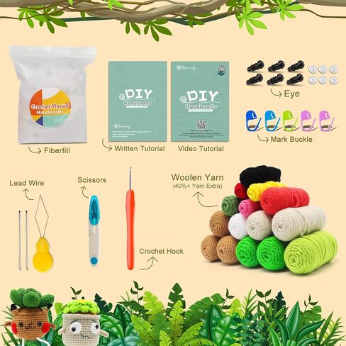 Faircosy Crochet Kit for Beginners Crocheting: Crochet Animal Kits for Kids & Adults - Learn to Knitting Cat Amigurumi Starter Kit with Detailed Tutorial Video and Instructions (White-Grey in Saudi Arabia