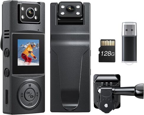 BOBLOV A23Pro Body Camera with 180°Rotatable Lens, 2K/48MP Small Body Camera, Night Vision Function, Last Long for 7-Hour Recording, with a Car Mount for Cycling&1/4 Screw Hole in Saudi Arabia