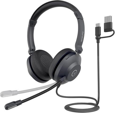 NUROUM Bluetooth Headset with Mic, Environmental Noise Canceling Microphones,On Ear Wireless Headset for PC/Computer/Mobile, Dongle/Bluetooth/USB for Zoom/Skype HP30 in Saudi Arabia