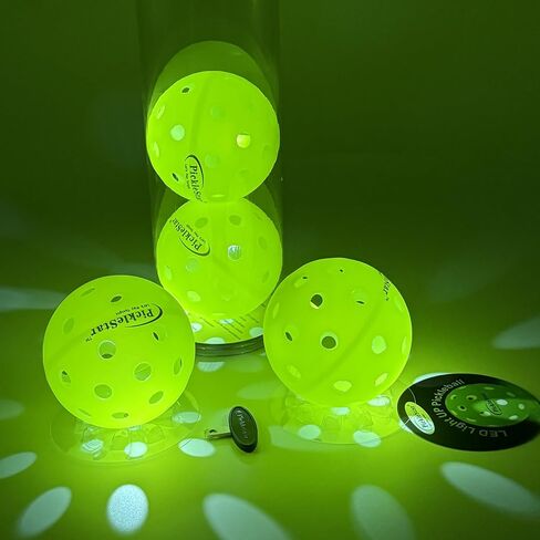 كرات PickleStar LED Pickleball - توهج الجيل التالي وارتداد متوازن تمامًا للاعبين المتقدمين، قوية وموثوقة، 4 عبوات مع بطاريات طويلة العمر in Saudi Arabia