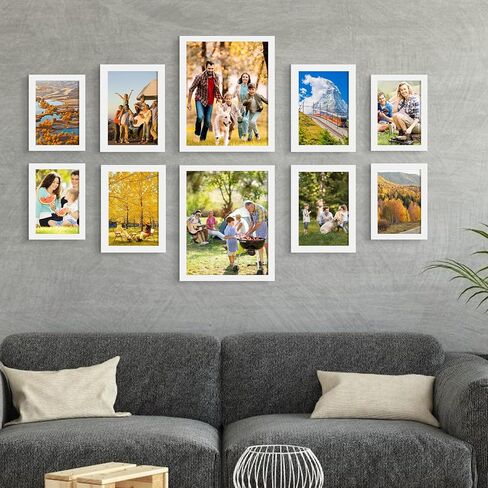 BESCRCL 10 عبوات من إطارات الصور لديكور الحائط، مجموعة إطارات حائط المعرض لسطح الطاولة أو شاشة التثبيت على الحائط، متعددة الحجم مع اثنين من إطارات الصور مقاس 8 × 10، وأربعة إطارات صور مقاس 5 × 7، وأربعة إطارات صور مقاس 4 × 6، باللون الأسود in Saudi Arabia