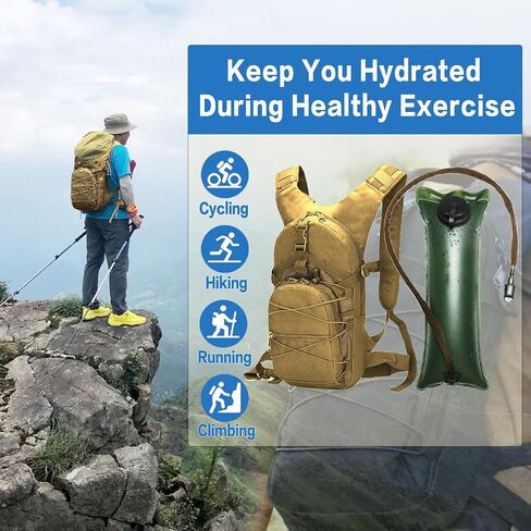 Tactical Hydration Backpack 3L, Lightweight Water Bag Hydration Pack, Hiking Backpack with Water Bladder for Men Women, Hydration Pack for Cycling, Running, Hunting in Saudi Arabia