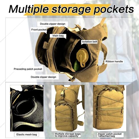Tactical Hydration Backpack 3L, Lightweight Water Bag Hydration Pack, Hiking Backpack with Water Bladder for Men Women, Hydration Pack for Cycling, Running, Hunting in Saudi Arabia