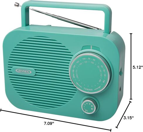 Jensen MR-550 راديو AM/FM ذهبي حديث محمول AM/FM، قرص دوار عتيق مع مكبرات صوت مدمجة + مدخل Aux، قابس طاقة أو 4 بطاريات "C" - (إصدار محدود) in Saudi Arabia