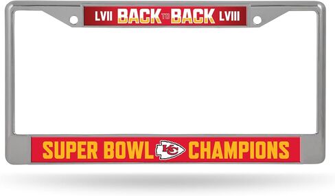 Rico Industries NFL Football Kansas City Chiefs 2024 Super Bowl LVIII Champions 12" x 6" Chrome Frame with Decal Inserts - Car/Truck/SUV Automobile Accessory in Saudi Arabia