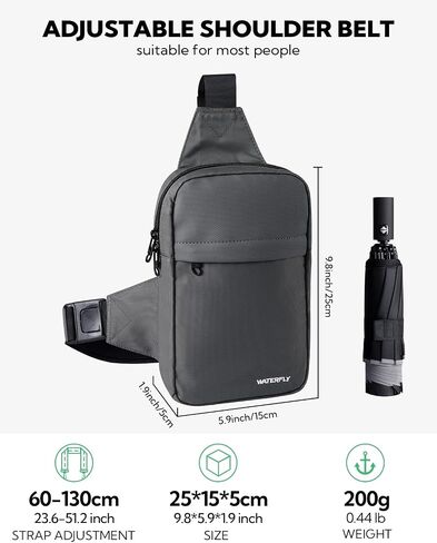 WATERFLY Mini Sling Crossbody Bag: Dual Pocket Small Shoulder Bag Lightweight Casual Phone Chest Bag Daypack for Travel in Saudi Arabia