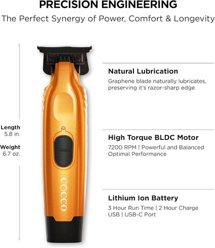 مجموعة Cocco® Hyper Veloce Pro Trimmer: أدوات التشذيب الدقيقة للمحترفين، شفرة الجرافين Digital Gap™ Ambassador، محرك DC عالي عزم الدوران، معدني بالكامل، لاسلكي (إصدار محدود باللون الأخضر) in Kuwait