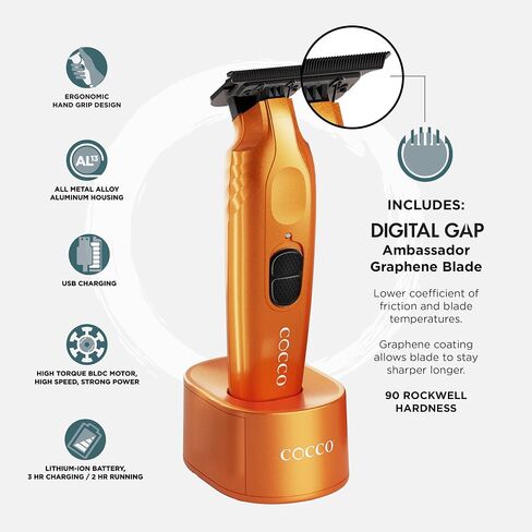 مجموعة Cocco® Hyper Veloce Pro Trimmer: أدوات التشذيب الدقيقة للمحترفين، شفرة الجرافين Digital Gap™ Ambassador، محرك DC عالي عزم الدوران، معدني بالكامل، لاسلكي (إصدار محدود باللون الأخضر) in Kuwait