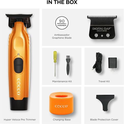 مجموعة Cocco® Hyper Veloce Pro Trimmer: أدوات التشذيب الدقيقة للمحترفين، شفرة الجرافين Digital Gap™ Ambassador، محرك DC عالي عزم الدوران، معدني بالكامل، لاسلكي (إصدار محدود باللون الأخضر) in Kuwait