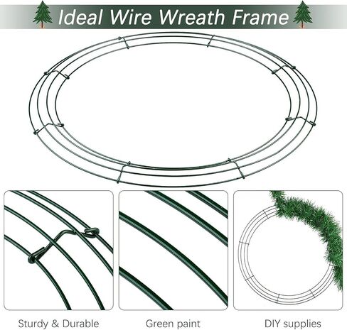 Aodaer 12 Pack 14 Inch Wire Wreath Frame Christmas Dark Green Wire Wreath Ring Round Metal DIY Floral Crafts Wire Wreath for Halloween New Year Holiday Valentines Day Decorations in Saudi Arabia