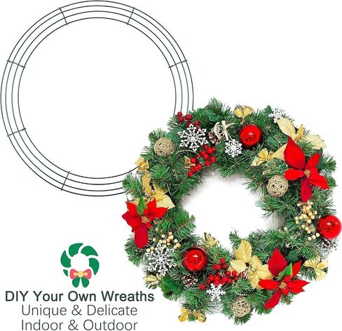 Aodaer 12 Pack 14 Inch Wire Wreath Frame Christmas Dark Green Wire Wreath Ring Round Metal DIY Floral Crafts Wire Wreath for Halloween New Year Holiday Valentines Day Decorations in Saudi Arabia