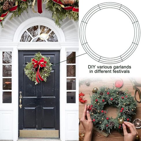 Aodaer 12 Pack 14 Inch Wire Wreath Frame Christmas Dark Green Wire Wreath Ring Round Metal DIY Floral Crafts Wire Wreath for Halloween New Year Holiday Valentines Day Decorations in Saudi Arabia