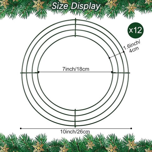 Aodaer 12 Pack 14 Inch Wire Wreath Frame Christmas Dark Green Wire Wreath Ring Round Metal DIY Floral Crafts Wire Wreath for Halloween New Year Holiday Valentines Day Decorations in Saudi Arabia