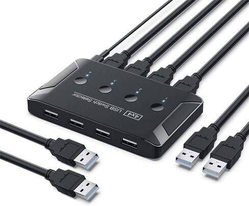 Xiwai KVM USB 3.0 محدد التبديل 4 منافذ أجهزة الكمبيوتر مشاركة 4 أجهزة للطابعة الماسح الضوئي لوحة المفاتيح والماوس in Kuwait