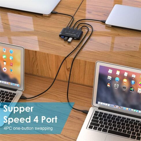 Xiwai KVM USB 3.0 محدد التبديل 4 منافذ أجهزة الكمبيوتر مشاركة 4 أجهزة للطابعة الماسح الضوئي لوحة المفاتيح والماوس in Kuwait