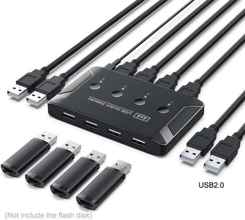 Xiwai KVM USB 3.0 محدد التبديل 4 منافذ أجهزة الكمبيوتر مشاركة 4 أجهزة للطابعة الماسح الضوئي لوحة المفاتيح والماوس in Kuwait