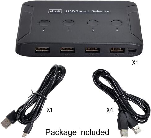 Xiwai KVM USB 3.0 محدد التبديل 4 منافذ أجهزة الكمبيوتر مشاركة 4 أجهزة للطابعة الماسح الضوئي لوحة المفاتيح والماوس in Kuwait