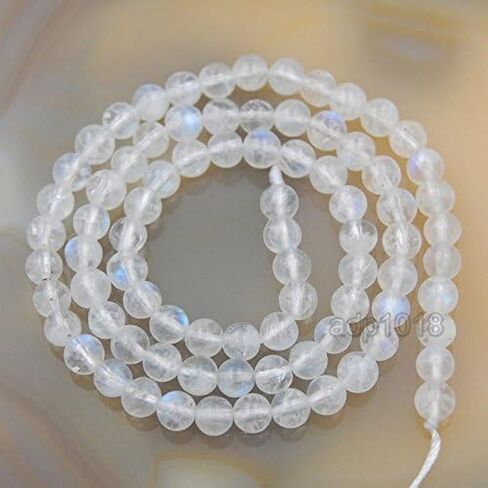 خرز مستدير من حجر القمر الأبيض الطبيعي (6 مم) in Kuwait