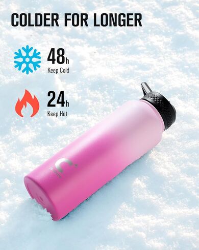 زجاجة مياه معزولة سعة 64 أونصة، إبريق ماء معزول من Coolplus نصف جالون مع قش من الفولاذ المقاوم للصدأ بجدار مزدوج، قارورة معدنية كبيرة خالية من مادة BPA، مقاومة للتسرب، تحافظ على البرودة 48 ساعة ساخنة 24 ساعة، أزرق أسود in Kuwait