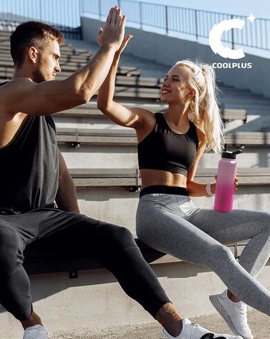 زجاجة مياه معزولة سعة 64 أونصة، إبريق ماء معزول من Coolplus نصف جالون مع قش من الفولاذ المقاوم للصدأ بجدار مزدوج، قارورة معدنية كبيرة خالية من مادة BPA، مقاومة للتسرب، تحافظ على البرودة 48 ساعة ساخنة 24 ساعة، أزرق أسود in Kuwait