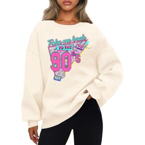 Women Oversized Graphic Sweatshirt 90s Outfit Long Sleeve Shirt 90's Vintage Pullover Tops Birthday Party Gift
