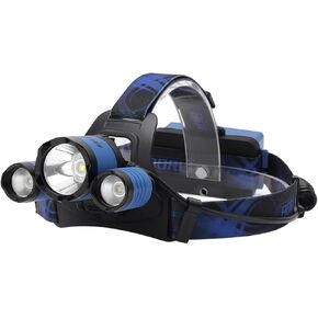 BORUIT RJ-3000 Headlamp Rechargeable LED Head Lamp Super Bright 5000 Lumen Outdoor Headlight 4 Modes, 4 Helmet Clips Waterproof Construction Hard Hat Head Light Adults Camping Hiking Hunting Gear
