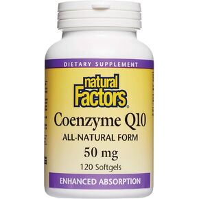 Natural Factors Coenzyme Q10 50 mg, Natural Coenzyme Q10 Supplement for Energy, Heart and Cognitive Support, 60 Softgels