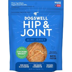 Dogswell Hip & Joint Mini Jerky Dog Treats, Chicken Breast, 4 oz. Pouch