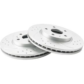 Rear 14.17in Brake Rotors Compatible with Silverado 2500 HD/Sierra 2500 HD/Silverado 3500 HD/Sierra 3500 HD 2011-2024, Suburban 3500 HD 2016-2019, Drilled Slotted Brake Rotors Kit OEM# 55192