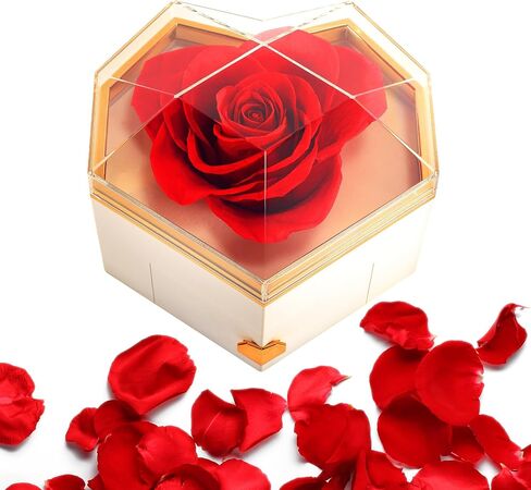 BOHIYAHOO الزهور المحفوظة للأم، باقة الورود المحفوظة، صندوق هدايا التسليم، عيد الأم، عيد الميلاد، الذكرى السنوية، الزهور الأولية، الحب الأبدي، الورد الأحمر، قلب الملاك الطبيعي الحقيقي، Regalo Women Regalos in Saudi Arabia