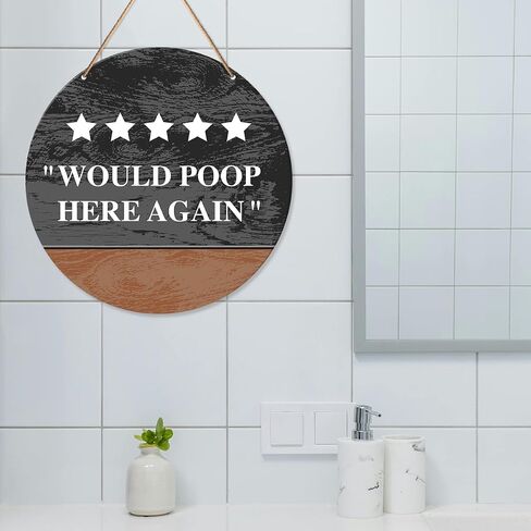 Muktoujaumai Funny Bathroom Sign Wall Decor, Bathroom Hanging Sign Decor Farmhouse Wall Decoration Wood Sign for Toilet, Restroom, Men Women Bathroom Sign in Saudi Arabia