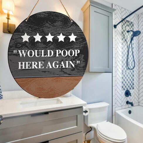 Muktoujaumai Funny Bathroom Sign Wall Decor, Bathroom Hanging Sign Decor Farmhouse Wall Decoration Wood Sign for Toilet, Restroom, Men Women Bathroom Sign in Saudi Arabia