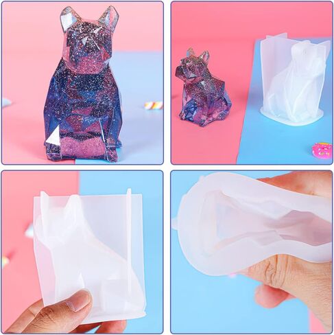 FineInno Bulldog Shape Resin Mold, 3D Animal Silicone Mold for Epoxy Resin,Dog Art Casting Mold for DIY Resin Craft,Soap, Clay,Candle,Home Decor in Saudi Arabia