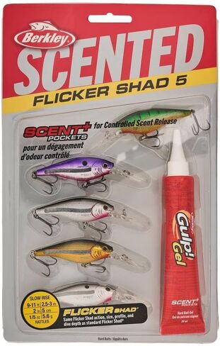 Berkley Scented Flicker Shad Pro 3 Pack Fishing Lure, Black Gold, 5/16 oz, 2.75in | 7 cm, Size, Profile and Dive Depth Imitates Real Shad, Equipped with Fusion19 Hook in Saudi Arabia