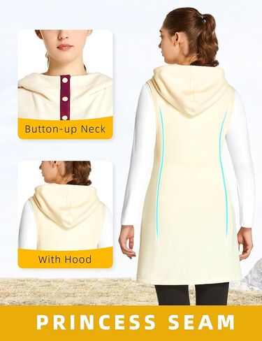 FitsT4 سترة رياضية نسائية من الصوف سترة بدون أكمام سترة سترة بأزرار حتى فستان حراري مع جيوب in Kuwait