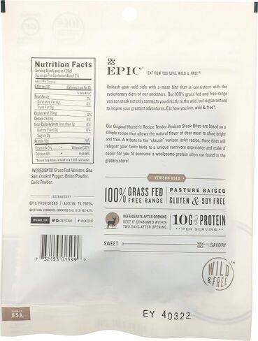 EPIC PROVISIONS Hunter's Recipe Venison Bites, 2.5 OZ in Saudi Arabia