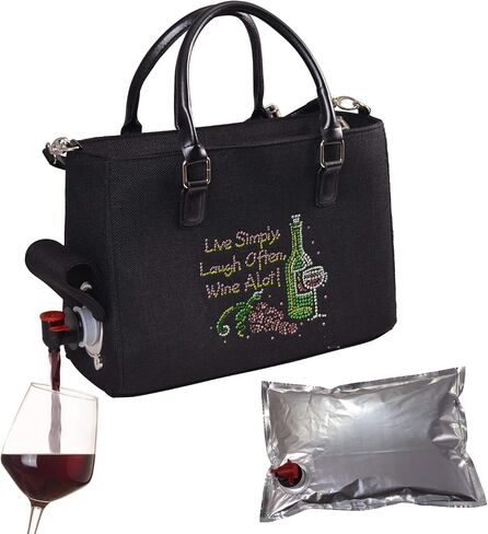 Insulated Drink Purse w/ 3L Bladder Bag | Thermal Hot and Cold Storage | Portable Drinking Dispenser for Wine, Cocktails, Beer, Alcohol | PU Leather Finish (Purple Cork Flower) in Saudi Arabia