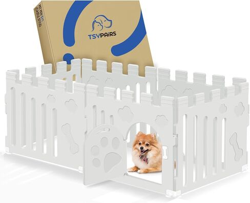 Dog Playpen with Door, 6-Panel 24" Indoor Puppy Playpen, Strong Plastic Small Pet Safety Fence Dog Pen, Non-Slip and Secure Pet Gate, Green in Saudi Arabia