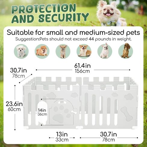Dog Playpen with Door, 6-Panel 24" Indoor Puppy Playpen, Strong Plastic Small Pet Safety Fence Dog Pen, Non-Slip and Secure Pet Gate, Green in Saudi Arabia